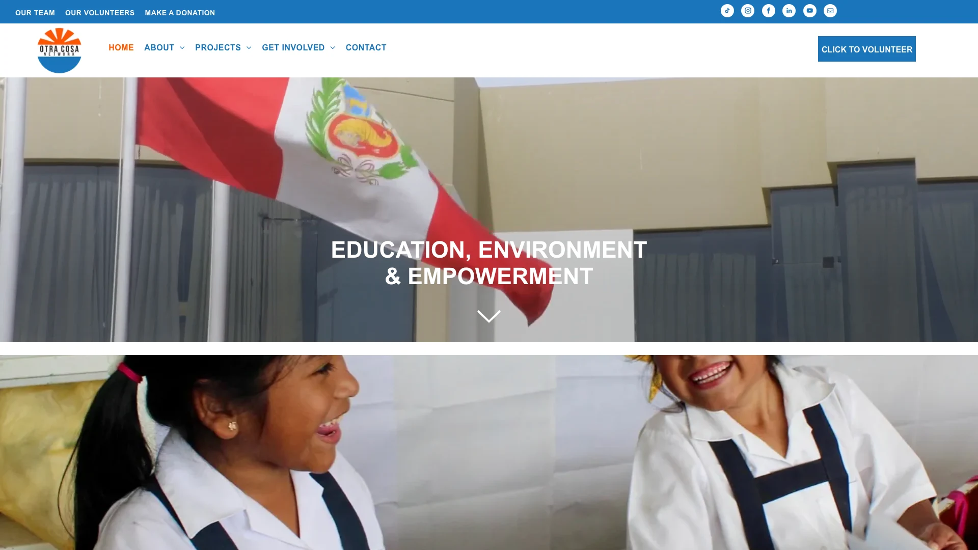 Otra Cosa Network website homepage — education and community projects in Northern Peru (otracosa.org)